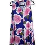 Natori Pink Purple Floral Midi Dress with Pockets Flowy Sleeveless Size Small Photo 0