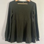 Olive Green Ribbed Knit Top Babydoll Blouse Maternity Casual Comfy Medium Photo 0