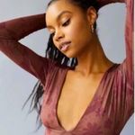 Urban Outfitters  Women's M Brown Floral V-Neck Blouse Long Sleeve Photo 1