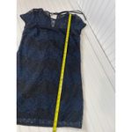 Loft NWT  Lace Dress Blue & Black Sheer Yoke Short Sleeve Mini Shift Dress Size 6 Photo 5