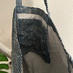 Ikea turquoise striped tote bag with inside pocket linen cotton Blue Photo 3