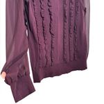 White House | Black Market WHBM Ruffled & Knit Sweater Blouse Burgundy color Photo 3