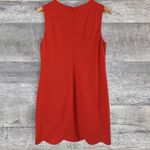 Cynthia Steffe  Sleeveless Mini Shift Dress 10 Beaded Yoke Orange Scallop Hem Photo 3