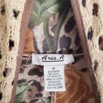 Anthropologie Anis A Artsy Leopard Print Sheer Embroidered Panel Flowy Knit Cardigan Photo 4