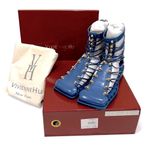 Vivienne Hu VHNY Cobalt Studded Leather Straps Ankle Boots Size 7 (EU 37) Blue Photo 0
