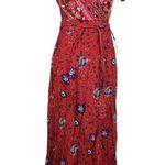 Japna  Women's Size Small Wrap Skirt Sleeve Red Floral Maxi Photo 5
