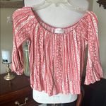 Everly Women's Coral Floral Peasant Bohemian Top Photo 2