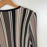 Ming Wang  Striped‎ Ribbed Knit Cardigan Sweater Small Neutral Stretch Minimalist Photo 1