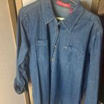 Gloria Vanderbilt  ladies Casual Blue shimmer shacket large Photo 0