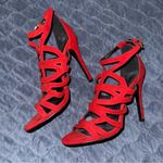 ALDO  Vibrant Red Stiletto Heels with Strappy Design Photo 0