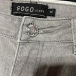 GOGO Skinny Jean in pale gray with rhinestone front button Size 9 Photo 4
