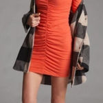Sundry NWT Anthropologie  Ruched Long Zleeve Dress Sienna Orange Size 3 Photo 0