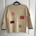 Vintage LeRoy Knitwear Virgin Wool Military Patriotic USA Flag RARE Sweater SZ S Red Photo 3