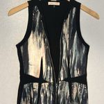 Rebecca Taylor Silk Artsy Front Zip Dress Black Watercolor Camo Cocktail Party Photo 5
