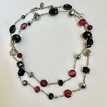 White House | Black Market silver tone chain with beads in black, silver, red and Photo 8