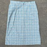 Vintage 60s metallic gray silver and blue argyle print pencil skirt Size M Photo 1