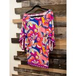 Trina Turk  Sevilla Floral Swim Jersey Swimsuit Cover Up Tunic Dress L Photo 3