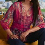 Johnny Was Feather Lark Embroidered Mesh Blouse Photo 2