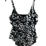 MagicSuit Rita Tankini Swim Top Womens 8 Black Animal Print Tiered Tummy Control Photo 0