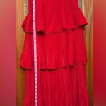 Maje Women Candy Apple Red Tiered Layered Ruffle Sleeveless Party Dress Photo 8
