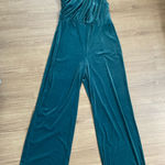 EXPRESS NWT turquoise Green One-Shoulder Jumpsuit sz Large Velvet Photo 0