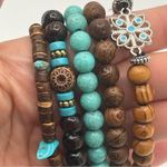 Handmade  wooden beads stretch bracelets Set of 5, NEW! Photo 1