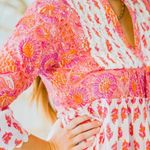 Meher’s The Label Tiered Floral 100% Cotton Scallop Edge Mini Dress Sz Med Pink Photo 9