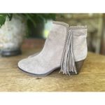 Franco Fortini Ella Suede Leather Ankle Boots Taupe Fringe Block Heel Size 6 Photo 3