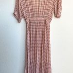Faithfull the Brand Faithful the Brand Revolve Maple Pink Plaid Cut Out Midi Dress Photo 9