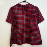 Draper James Angie Red/Blue Plaid Short Sleeve Ruffle w/ Bow Blouse/Top Size 1X Photo 8