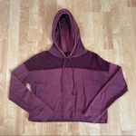 Forever 21  Maroon Mesh Cut Out Cropped Pullover Hoodie Shirt S Photo 8
