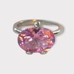 Pink Faux Diamond Large Cocktail Ring Size 7.5 Photo 0