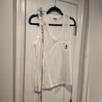 Madewell NWOT  Size S White Cherry  Embroidered Pocket V Neck Cotton Tank Top Photo 6
