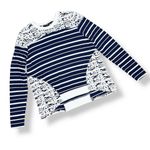 Hazel Crochet Lace Detail Striped Long Sleeve Shirt Blue White Small Photo 11