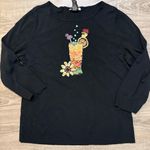 Sweaterworks Shirt Womens Sz XL Black Embellished Beaded Cocktail Vacation Party Photo 0