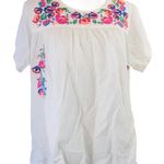 Impressions White Bright Embroidered Mexican Style Top Photo 0