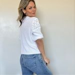 autumn cashmere Cotton by Elbow Sleeve Crochet Top White Photo 7