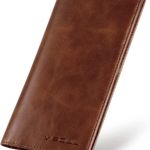 Men's Leather Long Checkbook Bifold Wallets with RFID Blocking, Breast Pocket Tall Billfold Secretary Wallet for Men with Card Slots (Brown) Photo 0