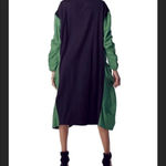 Black Green long ruched sleeves oversized Midi parachute Dress women’s size 12. Photo 1