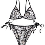 Zaful Leopard Snakeskin Print Tie String Bikini Photo 0