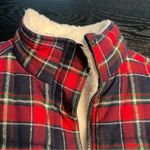 Skies Are Blue  Plaid Fleece-Lined Puffer Vest Red Navy – Size Small – EUC Photo 9