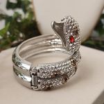 Vintage Silver Crystal Cobra Snake Hinge / Clamper Bracelet Photo 1