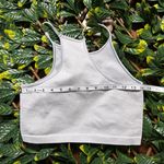 None High Neck Light Blue Gray Ribbed Crop Top Size M Photo 5