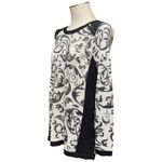 Chico's Collection Lurex Jacquard Sweater Black Neutral 1 / Medium Photo 2