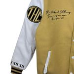 NWT The Hideout Clothing Reversible Mustard/Light Yellow Letterman Jacket Photo 1