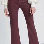 7 For All Mankind 7FAM • High Waist Slim Kick in Coated Ruby Rust crop flare maroon burgundy ankle Photo 0