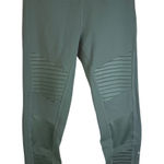 Alo Yoga High Waist Moto Leggings Olive Green Ribbed Panel Activewear Pants Photo 0