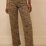 American Eagle  Stretch Leopard High-Rise Stovepipe Ankle Straight Jeans Brown 8 Photo 0