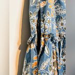 Cleobella Lydia Blue Gold Organic Cotton Flutter Sleeve Mini Babydoll Dress Photo 9