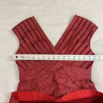 Adrianna Papell Red Deep V Neck Ruffle Skirt Off Shoulder Dress Photo 6